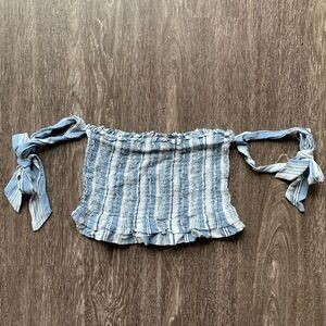 Ocean Drive Striped blue cropped tube top. Size Small